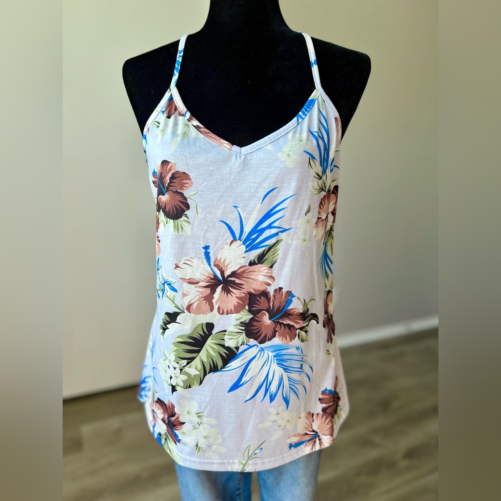 Hawaiian Floral Spaghetti Strap Top
